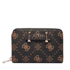 Portfel Guess. Brązowe portfele damskie Guess, z aplikacjami. Za 219.99 zł.