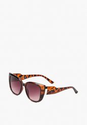 Ciemnobrązowe Okulary w Stylu Cat Eye z Masywnymi Oprawkami Amsesoa. Brązowe okulary przeciwsłoneczne damskie Renee. Za 24.99 zł.