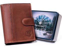 Portfel skórzany Peterson PTN N005L-PCA brązowy. Brązowe portfele męskie Peterson, bez wzorów. Za 101.99 zł.