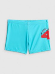 4F Kąpielówki chłopięce - turkusowe 146/152 (10-12 lat). Niebieskie kąpielówki dla chłopców 4f, bez wzorów, z materiału. Za 49.99 zł.