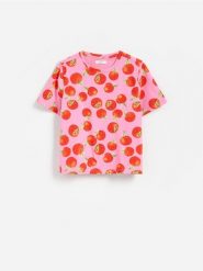 T-shirt z nadukiem - wielobarwny. T-shirty damskie Reserved, l, bez wzorów, z bawełny, bez kołnierzyka. Za 49.99 zł.