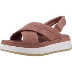Sandały CLARKS TUSCAN CROSS Rose. Czerwone sandały damskie Clarks, bez wzorów, ze skóry, bez obcasa, bez zapięcia. Za 408.99 zł.