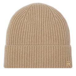 Czapka Tommy Hilfiger. Brązowe czapki i kapelusze damskie Tommy Hilfiger, na zimę, bez wzorów. Za 369.99 zł.