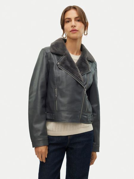 Vero Moda Kurtka z imitacji skóry Hailey 10250405 Szary Regular Fit. Szare kurtki damskie Vero Moda, m, bez wzorów, ze skóry, bez kaptura. Za 229.99 zł.