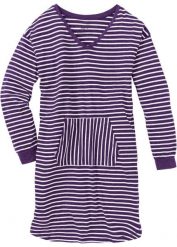 Koszula nocna z bawełną organiczną. Fioletowe koszule nocne damskie bonprix, z aplikacjami, z bawełny. Za 62.99 zł.