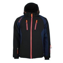 Kurtka narciarska Peak Mountain Softshell. Czarne kurtki snowboardowe męskie Peak Mountain, m, bez wzorów, z softshellu, bez kaptura, narciarskie. W wyprzedaży za 623.00 zł.