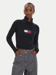 Tommy Jeans Golf Flag DW0DW18678 Czarny Regular Fit. Czarne swetry damskie Tommy Jeans, l, bez wzorów, z jeansu, bez kołnierzyka, bez ramiączek, bez kaptura. Za 369.99 zł.