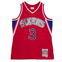 Jersey Philadelphia 76ers NBA 75Th Anni Swingman 1996 Allen Iverson. Czerwone koszulki sportowe męskie Mitchell & Ness, bez wzorów, z jersey, bez kołnierzyka, bez ramiączek, do koszykówki. Za 756.00 zł.