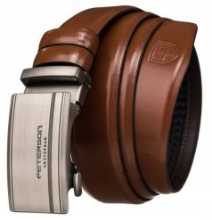 Pasek męski Peterson PTN A006 BROWN brązowy. Brązowe paski damskie Peterson, bez wzorów, z jeansu. Za 79.99 zł.