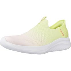 Buty SKECHERS SLIP INS: ULTRA FLEX 3.0 Żółty. Żółte trampki i tenisówki damskie Skechers, bez wzorów, z tkaniny, bez zapięcia. Za 353.99 zł.