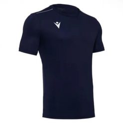 Koszulka Macron Rigel. Niebieskie koszulki sportowe męskie Macron, l, bez wzorów, z materiału, bez kołnierzyka, bez ramiączek, na fitness i siłownię. Za 129.00 zł.