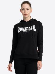 Bluza damska z kapturem Lonsdale Flookburgh. Czarne bluzy damskie Lonsdale, m, bez wzorów, z kapturem. Za 227.00 zł.