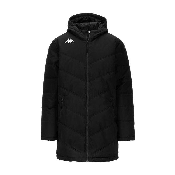 Kurtka puchowa Kappa Giambolo. Czarne kurtki męskie Kappa, m, bez wzorów, z materiału, do piłki nożnej. Za 435.50 zł.