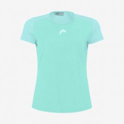 T-Shirt damski TIE-BREAK. Niebieskie koszulki sportowe damskie Head, l, bez wzorów, bez kołnierzyka, bez ramiączek. W wyprzedaży za 140.00 zł.