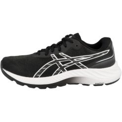 Buty do biegania dla kobiet Excite 9. Czarne obuwie sportowe damskie Asics, bez wzorów, z materiału, do biegania. Za 330.10 zł.