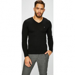 Guess Jeans - Sweter. Czarne swetry przez głowę męskie marki Guess Jeans, z aplikacjami, z dzianiny. Za 329.90 zł.