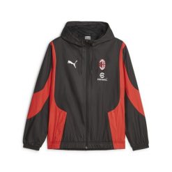 Męska tkana przedmeczowa kurtka piłkarska A.C Milan PUMA Black For All Time Red. Czarne kurtki męskie Puma, m, bez wzorów, sportowe, bez kaptura. W wyprzedaży za 283.85 zł.