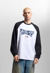 Koszulka sportowa męska Prosto Raglan Harvard z długim rękawem. Białe koszulki sportowe męskie Prosto., m, z aplikacjami, z bawełny, bez kołnierzyka, bez ramiączek. Za 174.99 zł.