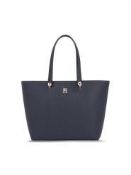 Tommy Hilfiger Torebka Emblem Shopper AW0AW15178 Granatowy. Niebieskie torebki shopper damskie Tommy Hilfiger, bez wzorów, ze skóry, bez dodatków. Za 499.99 zł.