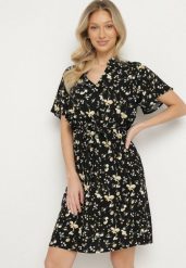 Czarno-Beżowa Sukienka o Rozkloszowanym Kroju w Kwiaty Calsedi. Czarne sukienki damskie Born2be, na co dzień, l, bez wzorów, eleganckie, bez kołnierzyka, bez ramiączek, midi, rozkloszowane. Za 39.99 zł.
