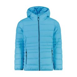 Kurtka z kapturem dla dziewczynki CMP. Niebieskie buty zimowe dziewczęce CMP, bez wzorów, z puchu, bez zapięcia. Za 375.80 zł.