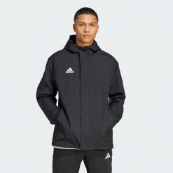 Kurtka piłkarska męska Adidas Entrada 22 All-Weather. Czarne kurtki męskie Adidas, m, bez wzorów, z poliesteru, do piłki nożnej. Za 176.68 zł.