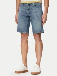 Guess Szorty jeansowe M6GD01 D0758 Niebieski jasny Regular Fit. Niebieskie szorty męskie Guess, m, z aplikacjami, z bawełny. Za 394.99 zł.