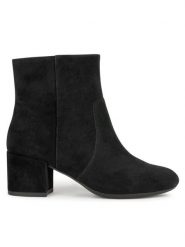 Geox Botki D Eleana D36TWD 00021 C9999 Czarny. Czarne botki damskie Geox, ze skóry, bez obcasa, na słupku, bez zapięcia. Za 359.99 zł.