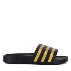 Klapki adidas. Czarne klapki damskie Adidas, bez wzorów, bez obcasa. Za 109.99 zł.