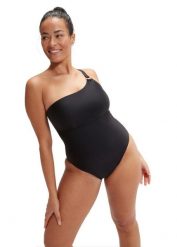 Speedo Modelujący Asymetryczny Strój Kąpielowy - Czarny - Rozmiar 32. Czarne kostiumy jednoczęściowe damskie Speedo, bez wzorów, z materiału, eleganckie, do pływania. Za 343.01 zł.