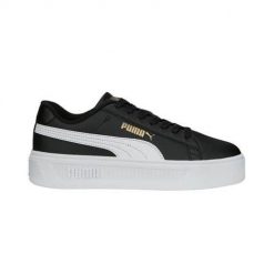 Buty do chodzenia damskie Puma Smash Platform V3. Czarne obuwie sportowe damskie Puma, bez wzorów, z gumy, trekkingowe. Za 249.90 zł.