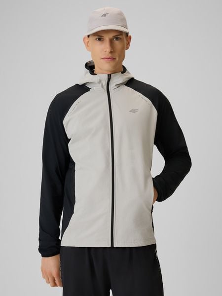 4F Bluza do biegania regular z kapturem męska - czarna XL. Czarne bluzy męskie 4f, m, bez wzorów, z materiału, z kapturem. Za 249.99 zł.