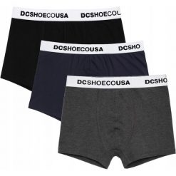 Bokserki dla mężczyzn DC Shoes 3-pak. Czarne bokserki męskie DC Shoes, m, bez wzorów, z bawełny. W wyprzedaży za 59.99 zł.