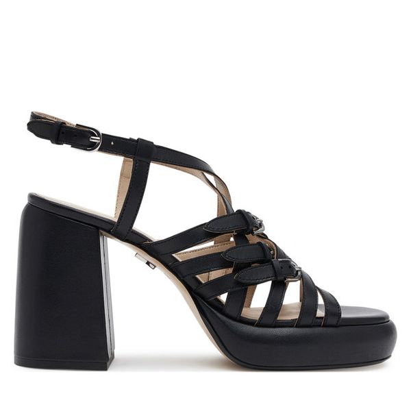 Sandały Bronx. Czarne sandały damskie Bronx, bez wzorów, bez obcasa, na słupku, bez zapięcia. Za 299.99 zł.