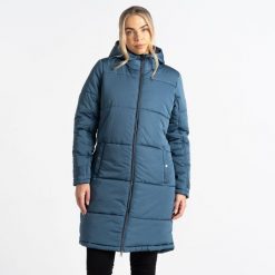 Renomowana kurtka damska Longline II. Niebieskie kurtki damskie Dare 2b, bez wzorów, z tkaniny, bez kaptura. W wyprzedaży za 451.55 zł.