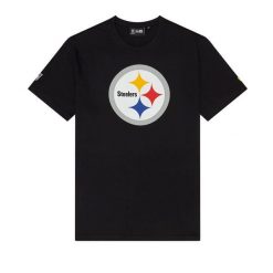 T-Shirt NFL Pittsburgh Steelers New Era Logo Noir. Czarne t-shirty męskie New Era, l, bez wzorów, z bawełny, eleganckie, bez kołnierzyka. Za 126.50 zł.