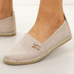 Beżowe espadryle damskie, półbuty Potocki 16374. Brązowe espadryle damskie POTOCKI, na jesień, bez wzorów, z jeansu, casualowe, z okrągłym noskiem, bez obcasa, na płaskiej podeszwie, bez zapięcia. W wyprzedaży za 87.12 zł.