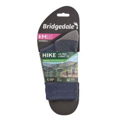 Skarpety turystyczne Bridgedale Hike Ultra Lt T2 Merino P Crew. Niebieskie skarpety damskie Bridgedale, bez wzorów, z wełny. Za 86.99 zł.