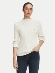 Calvin Klein Jeans Sweter LV047H304G Kremowy Regular Fit. Białe swetry damskie Calvin Klein Jeans, m, bez wzorów, z bawełny, bez kołnierzyka, bez ramiączek, bez kaptura. Za 409.99 zł.