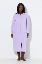 Damskie Szlafrok dwukierunkowy zamek błyskawiczny frotte miękki w dotyku. Niebieskie szlafroki damskie Ulla Popken, plus size, bez wzorów, z bawełny, plus size, bez ramiączek, bez kaptura. Za 239.99 zł.