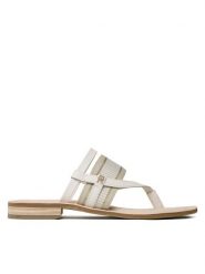 Tommy Hilfiger Japonki Th Webbing Mule Sandal FW0FW07275 Biały. Białe klapki damskie Tommy Hilfiger, bez wzorów, ze skóry, bez obcasa. W wyprzedaży za 299.99 zł.