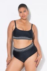 Damska Góra od bikini miękkie miseczki pas pod biustem z haftem. Czarne bikini damskie Ulla Popken, plus size, bez wzorów, plus size. Za 125.99 zł.