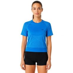 Koszulka damska Lacoste. Niebieskie koszulki sportowe damskie Lacoste, l, z aplikacjami, z dzianiny, bez kołnierzyka, bez ramiączek, do biegania. Za 217.00 zł.