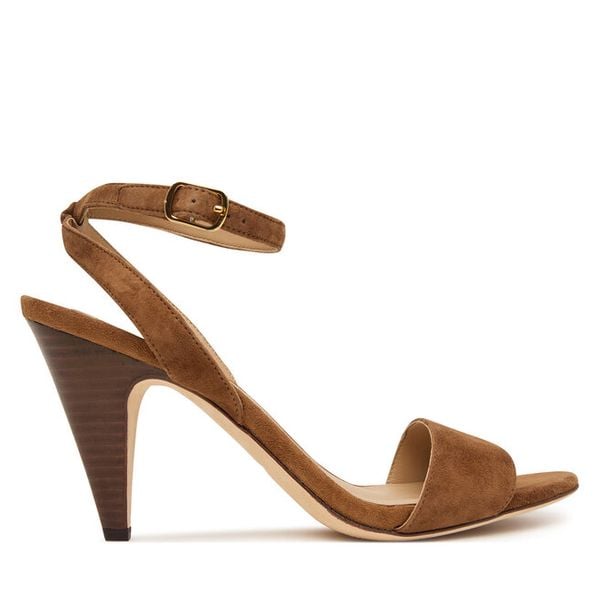 Sandały LAUREN RALPH LAUREN. Brązowe sandały damskie Lauren Ralph Lauren, bez wzorów, bez obcasa, na słupku, bez zapięcia. Za 692.99 zł.