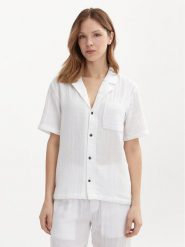 Calvin Klein Underwear Koszula 000QS7137E Biały Relaxed Fit. Białe piżamy damskie Calvin Klein Underwear, s, bez wzorów, z bawełny, bez ramiączek. Za 129.99 zł.