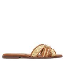 Klapki TWINSET. Brązowe klapki damskie Twinset, bez wzorów, bez obcasa. Za 479.99 zł.