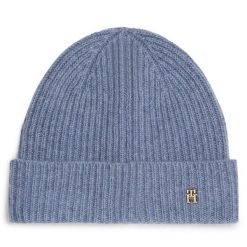 Czapka Tommy Hilfiger. Niebieskie czapki i kapelusze damskie Tommy Hilfiger, na zimę, bez wzorów. Za 329.99 zł.