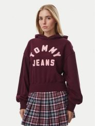 Tommy Jeans Bluza Arch DW0DW23455 Bordowy Oversize. Czerwone bluzy damskie Tommy Jeans, l, bez wzorów, z bawełny, bez kaptura. Za 489.99 zł.