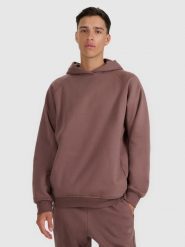4F Bluza dresowa nierozpinana z kapturem męska - brązowa XXL. Brązowe bluzy męskie 4f, m, bez wzorów, z dresówki, z kapturem. Za 159.99 zł.