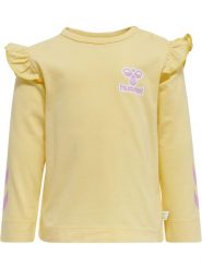 T-shirt dla dziewczynki Hummel Mirabel. Żółte t-shirty i topy dla dziewczynek Hummel, bez wzorów, z bawełny, bez ramiączek. Za 112.50 zł.